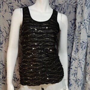 NWT Warehouse One Sequined Ruffle Sleeveless Top Size S